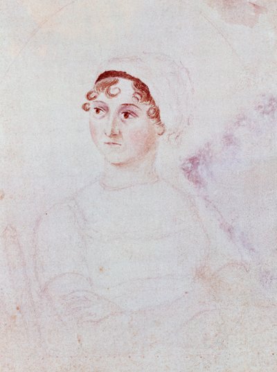जेन ऑस्टेन का पोर्ट्रेट, c.1810 (कागज पर पेंसिल और वॉटरकलर) द्वारा कैसंड्रा ऑस्टिन