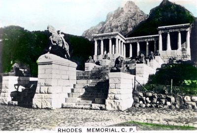 रोड्स मेमोरियल, डेविल्स पीक, केप टाउन, c1920s। द्वारा कैवेंडर लिमिटेड