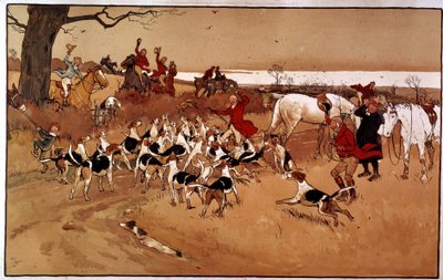 शिकार का दृश्य भागा; शूटिंग। सेसिल एल्डिन (1870 -?), इंग्लैंड द्वारा उत्कीर्णन। कोल। अंश द्वारा सेसिल चार्ल्स विंडसर एल्डिन