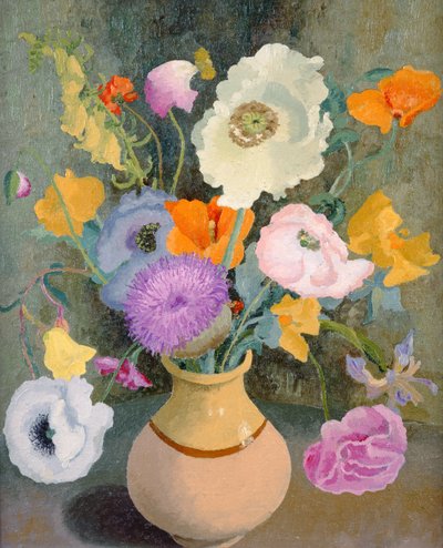 खसखस और मीठे मटर (कैनवास पर तेल) द्वारा Cedric Morris