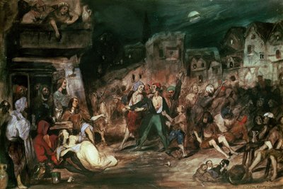 विक्टर ह्यूगो (1802-85) 1835 द्वारा &39;द हंचबैक ऑफ नोट्रे डेम&39; के अध्याय VI से चित्रण, चमत्कार की अदालत में चित्रण द्वारा सेलेस्टिन फ्रेंकोइस नेंटुइल