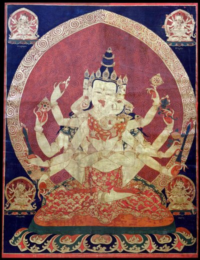 गुह्यसमाज अक्षोभ्यवज्र थंका, 17वीं शताब्दी। द्वारा मध्य एशियाई कला।