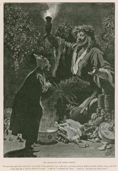 चार्ल्स डिकेंस (लिथो) द्वारा एक क्रिसमस कैरल के लिए चित्रण द्वारा चार्ल्स (बाद में) ग्रीन