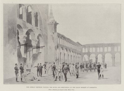 जर्मन सम्राट दमिश्क में खंडहर और ग्रैंड मस्जिद के पुनर्निर्माण का दौरा करते हैं द्वारा Charles Auguste Loye