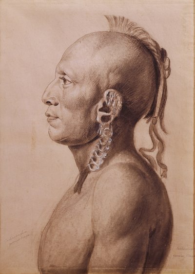 काचासुंघिया, एक ओजेस योद्धा, 1806 (कागज पर पेंसिल और लकड़ी का कोयला) द्वारा चार्ल्स बाल्त्झार जुलिएन फेवरेट डे सेंट मीमिन