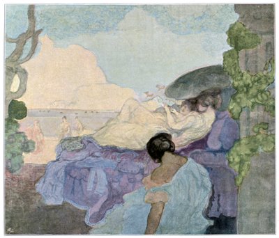 समुद्र से आराम करती महिलाएं, 1898। द्वारा चार्ल्स एडवर्ड कोनडर