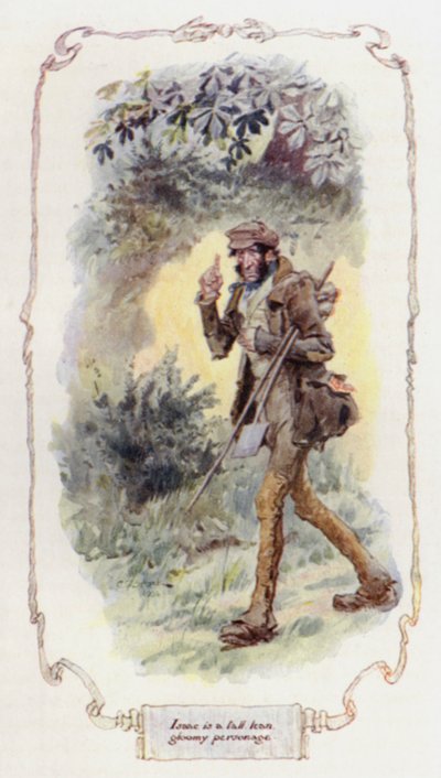 इसहाक एक लंबा, दुबला, उदास व्यक्ति है (रंगीन लिथो) द्वारा चार्ल्स एडमंड ब्रॉक