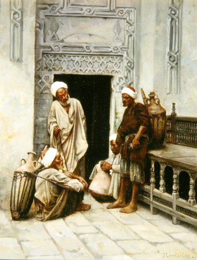 आराम पर अरब जल-वाहक (कैनवास पर तेल) द्वारा चार्ल्स एडोर्ड लेमिट्र