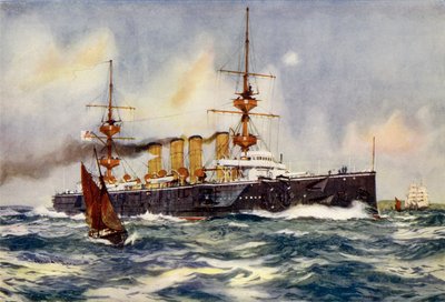 दक्षिण अफ्रीका से एचएमएस पावरफुल स्टीमिंग चैनल ऑन रिटर्न द्वारा Charles Edward Dixon