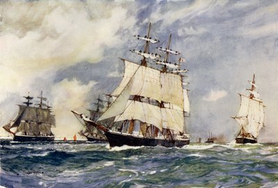 द सेलिंग ट्रेनिंग स्क्वाड्रन, 1899 द्वारा Charles Edward Dixon