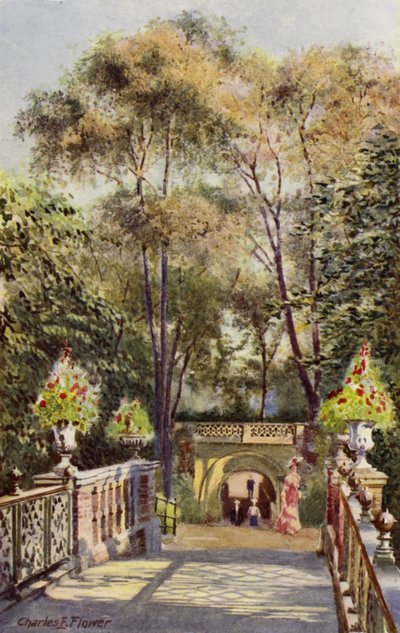 लंदन चिड़ियाघर: नहर पुल से सुरंग (रंगीन लिथो) द्वारा चार्ल्स एडविन फ्लावर