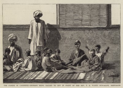 कश्मीरी में अकाल, अनाथों को रेवरेंड टीआर वेड के बंगले, श्रीनगर में मोर्चा संभालना सिखाया जा रहा है द्वारा चार्ल्स एडविन फ्रैप