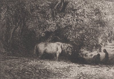 एक पेड़ की शाखा के नीचे घोड़ा, 1846। द्वारा चार्ल्स एमिले जेक