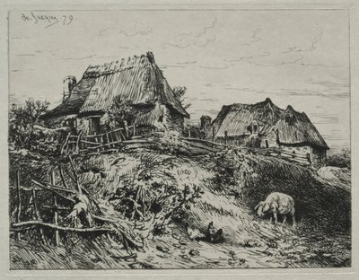 एक बैंक पर दो कॉटेज, 1879। द्वारा चार्ल्स एमिले जेक