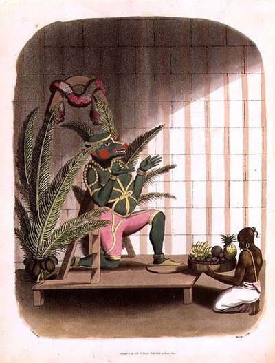 हनुमान, 'ओरिएंटल ड्रॉइंग्स' से प्लेट 31, थॉमस मेडलैंड (1755-1823), पब द्वारा उकेरा गया। 1803 (एक्वाटिंट) द्वारा चार्ल्स एमिलियस (बाद में) सोना
