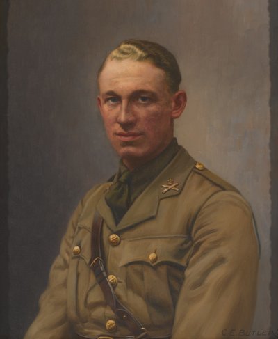 लेफ्टिनेंट एएल बॉबी, मशीन गन कॉर्प्स और मिडलसेक्स रेजिमेंट, 1917 लगभग द्वारा चार्ल्स अर्नेस्ट बटलर