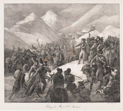 क्रॉसिंग माउंट। सेंट बर्नार्ड, 19वीं सदी की शुरुआत में (लिथो) द्वारा चार्ल्स इटियेन पियरे मोट्टे
