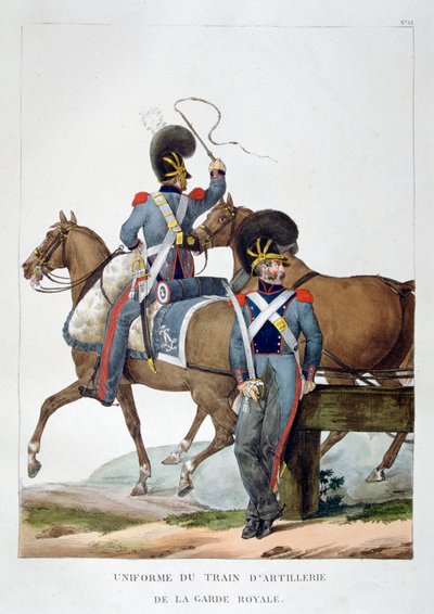 शाही गार्ड, फ्रांस, 1823 की घोड़ा तोपखाने की एक रेजिमेंट की वर्दी। द्वारा चार्ल्स इटियेन पियरे मोट्टे