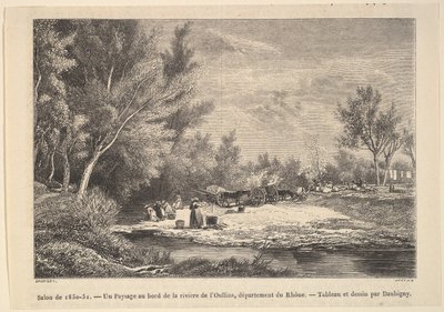 सैलून डे 1850-51। Oullins नदी के किनारे, 1850-51 के साथ लैंडस्केप। द्वारा चार्ल्स फ्रेंकोइस डबगें