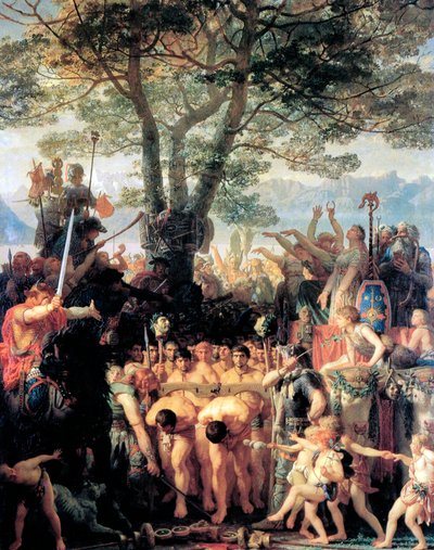 हेल्वेटियंस रोमनों को योक के तहत पारित करने के लिए मजबूर करते हैं, 1858। द्वारा Charles Gleyre