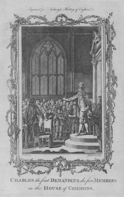 चार्ल्स I हाउस ऑफ कॉमन्स में 1773 में पांच सदस्यों की मांग करता है। द्वारा चार्ल्स ग्रिग्नेशन