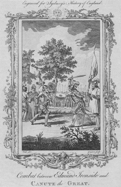 एडमंड आयरनसाइड और कैन्यूट द ग्रेट के बीच मुकाबला, 1773। द्वारा चार्ल्स ग्रिग्नेशन