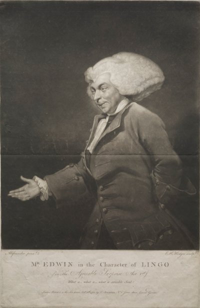 लिंगो के चरित्र में श्री एडविन, 1784। द्वारा चार्ल्स हॉवर्ड हॉजेस
