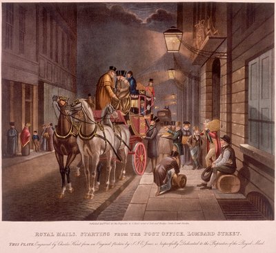 जनरल पोस्ट ऑफिस, लोम्बार्ड स्ट्रीट, लंदन, 1827 द्वारा चार्ल्स हंट