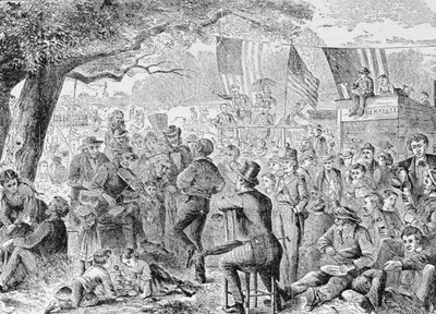 जुलाई का चौथा, &39;हार्पर का वीकली&39;, 1867 का चित्रण, राल्फ हेनरी गेब्रियल द्वारा 1926 में &39;द पेजेंट ऑफ अमेरिका, खंड 3&39; से। द्वारा चार्ल्स जे। बुश