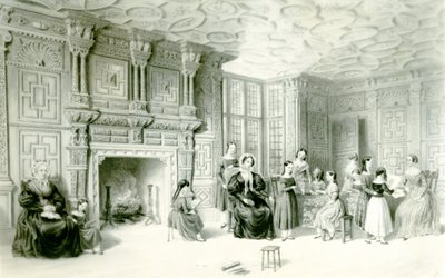 कैम्पडेन हाउस में स्कूल का कमरा, c.1840 (उत्कीर्णन) द्वारा चार्ल्स जेम्स रिचर्डसन