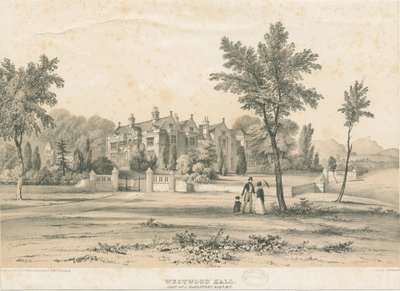 वेस्टवुड हॉल: टिंटेड लिथोग्राफ, एनडी [1832-1841] द्वारा चार्ल्स जोसेफ हुलमंडेल