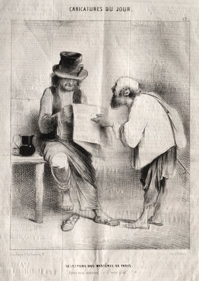 दिन के कैरिकेचर: पेरिस के रहस्यों को पढ़ना। द्वारा चार्ल्स जोसेफ ट्रैविस डी विलर्स