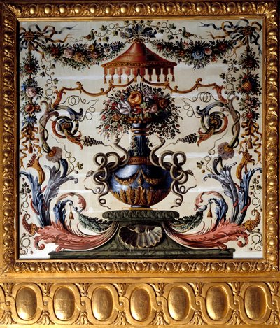 Chateau de Vaux Le Visomte (Vaux-le-Vicomte) के भोजन कक्ष का सजावटी पैनल। सीन एट मार्ने में चार्ल्स लेब्रन (ले ब्रून) (1619-1690) 1656 चेटौ डी वॉक्स-ले-विकोमेट द्वारा पेंटिंग। द्वारा चार्ल्स ले ब्रून