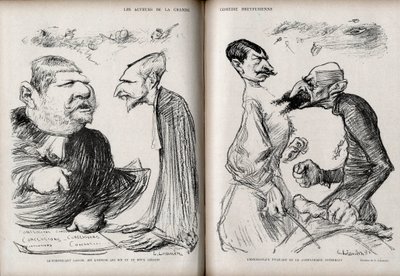 ड्रेफस केस - महान ड्रेफुसियन कॉमेडी के अभिनेता - वकील फर्नांड लेबोरी (1860-1917) - वकील लुई लेब्लोइस (1854-1928) - कमांडर फर्डिनेंड वाल्सिन एस्टरहाज़ी (1847-1923) - जनरल जॉर्जेस पिक्वार्ट (1854-1914) ) - चार्ली द्वारा कैरिकेचर द्वारा चार्ल्स लिएंड्रे
