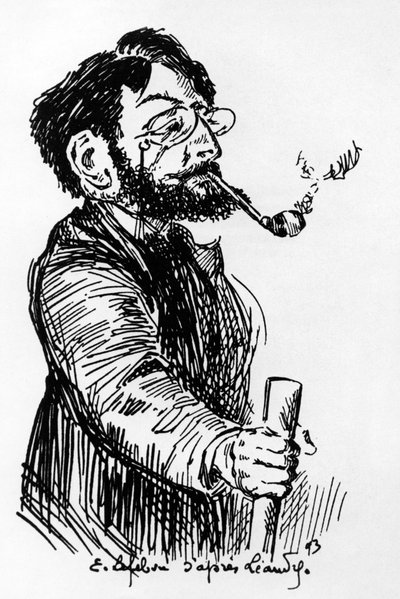 हेनरी रिविएर (1864-1951) फ्रांसीसी कलाकार और डिजाइनर (कैबरे ले चैट नोयर में छाया नाटक), लिएंड्रे के बाद ई। लेफेब्रे द्वारा ड्राइंग द्वारा चार्ल्स लिएंड्रे