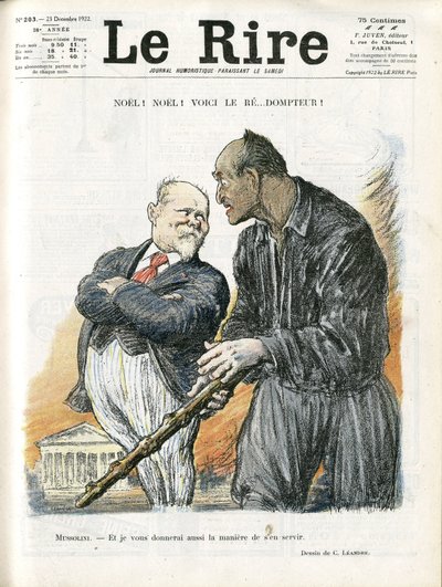 ले रीयर के कवर के लिए चार्ल्स लिएंड्रे (1862-1934) का चित्रण, 23/12/22 - नोएल नोएल - गणतंत्र के राष्ट्रपति - पॉइनकेयर रेमंड, मुसोलिनी बेनिटो, टैमर द्वारा चार्ल्स लिएंड्रे