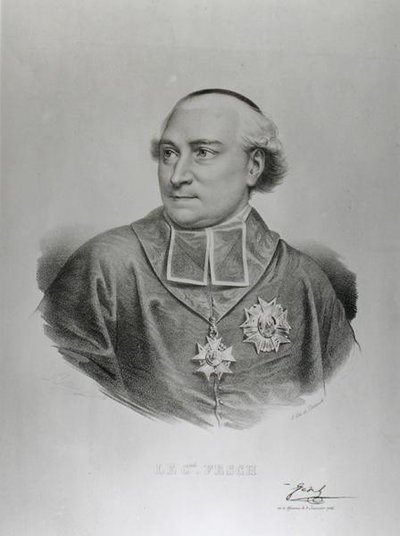 कार्डिनल जोसेफ फेश (1763-1839) का पोर्ट्रेट फ्रेंकोइस सेराफिन डेल्पेच (1778-1825) द्वारा उकेरा गया (उत्कीर्णन) (बी/डब्ल्यू फोटो) द्वारा चार्ल्स लुइस (बाद में) बाज़ीनो