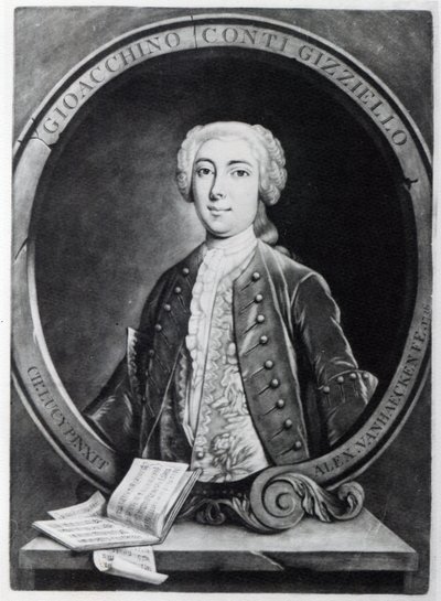 जिआओचिनो कोंटी, &39;गिज़ेल्लो&39;, अलेक्जेंडर वान हेकेन द्वारा 1736 में उत्कीर्ण द्वारा चार्ल्स लुसी