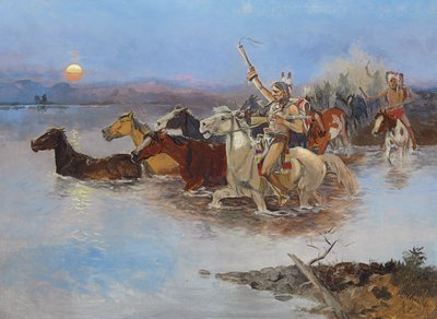 नदी पार करना, c.1895 द्वारा चार्ल्स मैरियन रसेल