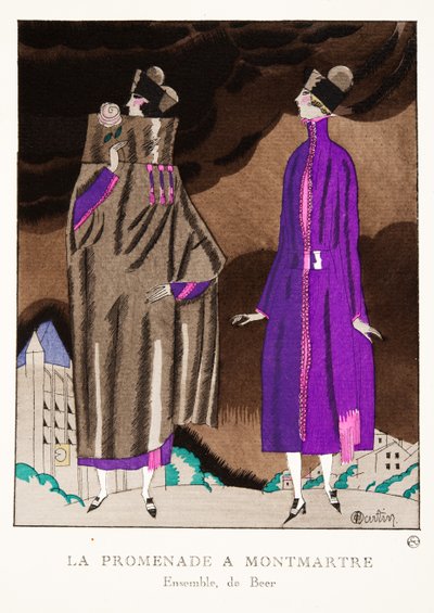 La Promenade a Montmartre, कलेक्शन ऑफ़ फैशन प्लेट्स, 1920 (पोचोइर प्रिंट) से द्वारा चार्ल्स मार्टिन