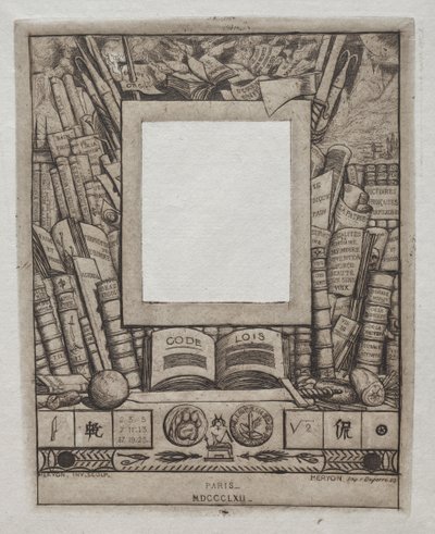 आर्मंड गुएरड, 1862 के पोर्ट्रेट के लिए एक फ़्रेम के लिए डिज़ाइन। द्वारा चार्ल्स मेरियन