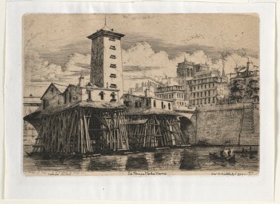 नोट्रे डेम पम्पहाउस, पेरिस, 1852। द्वारा चार्ल्स मेरियन