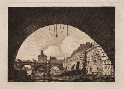 द न्यू ब्रिज और समरिटाइन फर्स्ट आर्क के तहत देखा गया ..., 1855। द्वारा चार्ल्स मेरियन