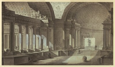 वास्तुकला संबंधी कल्पना: एथेना मंदिर का आंतरिक भाग द्वारा Charles-Michel-Ange Challe