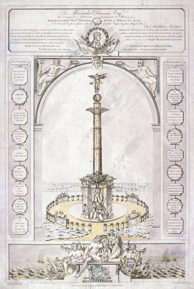 एक स्तंभ के रूप में एडमिरल लॉर्ड नेल्सन के स्मारक के लिए डिजाइन, 1806 द्वारा चार्ल्स मिडलटन