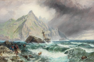 स्पेन के दक्षिणी तट पर एक फ्रिगेट का मलबे, 1863 द्वारा Charles Napier Hemy