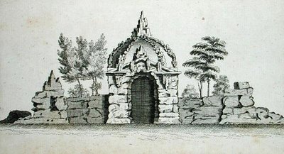 गॉथिक, चीनी और आधुनिक स्वाद में सजावटी वास्तुकला से एक कुटी, 1758 (उत्कीर्णन) प्रकाशित द्वारा चार्ल्स ओवर