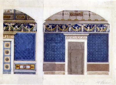 एम्पायर पैलेस इंटीरियर के लिए डिज़ाइन, c.1810 (कागज पर वॉटरकलर और गौचे) द्वारा चार्ल्स Percier