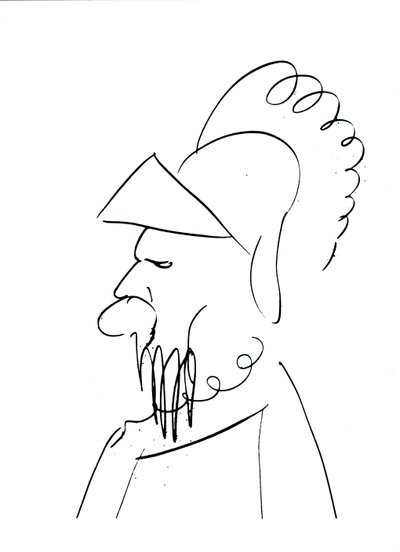 हेलमेट वाला आदमी (कागज पर कलम और स्याही) (बी/डब्ल्यू फोटो) द्वारा चार्ल्स-पियरे बॉडेलेयर