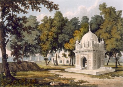थॉमसन सदरलैंड द्वारा उकेरे गए &39;ए पिक्चर्स टूर विद द रिवर्स गंगा एंड जुमना&39; से एटा के पास स्थित मकबरे, एकरमन द्वारा प्रकाशित, 1824 (एक्वाटिंट) द्वारा चार्ल्स रामस फॉरेस्ट